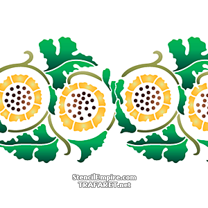 Бордюр из желтых хризантем - трафарет для декора