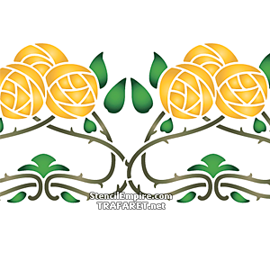 Желтые розы ар нуо В - трафарет для декора
