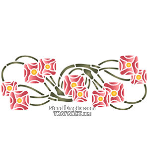 Розовые ветки Ар нуо 1В - трафарет для декора
