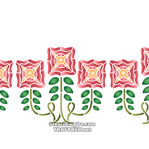 Ветка с тремя цветками В - трафарет для декора