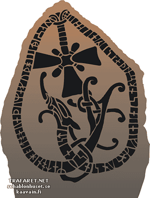 Камень викингов с крестом - трафарет для декора