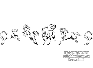 Бордюр четыре лошади - трафарет для декора