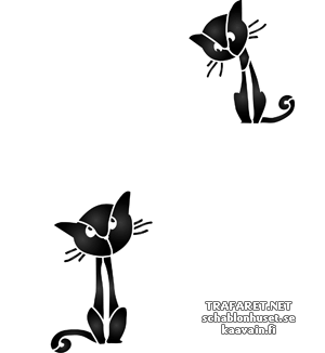 Две кошки - трафарет для декора