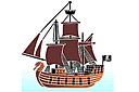Пиратский корабль (трафарет, малая картинка)