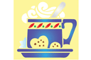 Кружка с чаем - трафареты еды и посуды