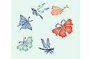 Бабочки и стрекозы (трафарет, малая картинка)
