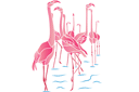 Розовые фламинго - трафареты животных
