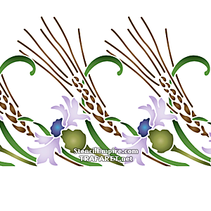 Васильки в колосьях - трафарет для декора