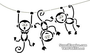 Три смешные обезьянки - трафарет для декора