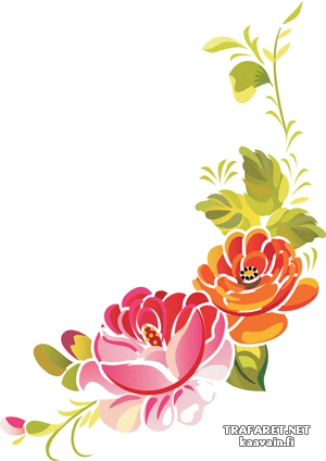 Жостовские розы - трафарет для декора