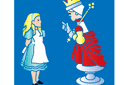 Алиса и Королева (трафарет, малая картинка)
